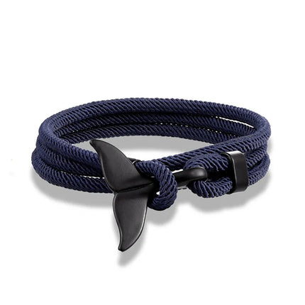 Ocean Style Whale Tail Anchor Bracelet for Men Women Multilayer Adjustable Rope Couple Bracelets Fashion Friendship Jewelry Gift