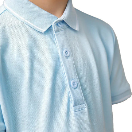 2025 boys' and girls' t-shirts made of pure cotton, medium and large children's solid color polo shirts, short sleeved tops, stu