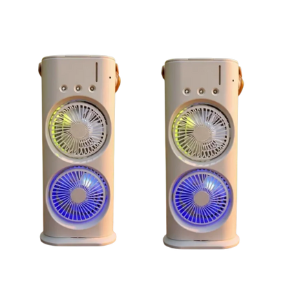 3 in 1 Dual-head Fan AIr Conditioner Household Air Cooler LED Night Light Portable Humidifier Air Adjustment Fan Office Home Fan