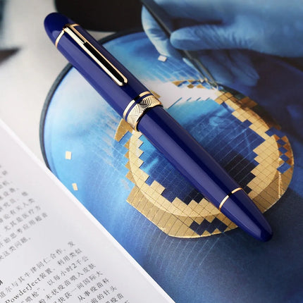 MAJOHN P140 Transparent Fountain Pen Sun Nib Metal Copper Piston Light Resin Body PK X159 9019 Stationery School Supplies