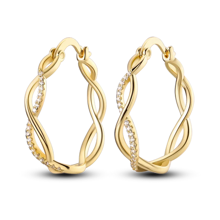 925 Sterling Silver Gold Pearl Hoop Earrings Pave Large Circular Shape Earring Gift for Women Jewelry Anniversary Wedding
