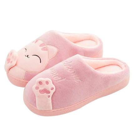 Winterwarm Home Indoor Cotton Slippers For Men Women Parent-child Family Style Cute Cat Design Cross-border Stock Available