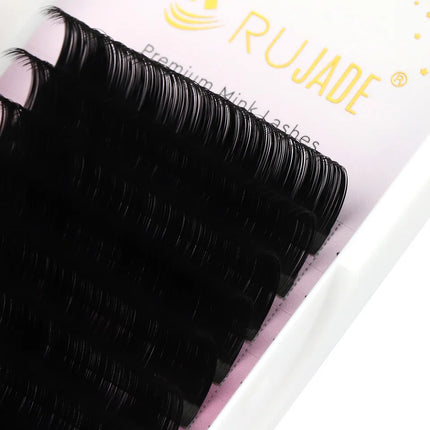 Rujade All Sizes 6-20mm Individual Eyelash Extension Matte Black Premium Russian Volume Eyelash Handmade Faux Mink Lashes Cilias