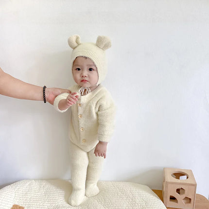 5097 Ins Baby Clothes Autumn Winter New Baby Boy's Jumpsuit Mink Velvet Cute Bear Baby Girl's One Piece Clothes