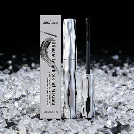 Zephoco Waterproof Mascara Gel Lengthening Natural Curl Smudge Proof No Clumps Long Lasting Thin Brush Volumizing Mascara Black