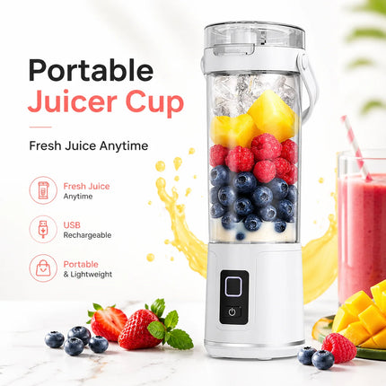 600ML Portable Juicer Cup, USB Rechargeable Electric Mini Juice Blender, Small Household Fruit Juice Maker, Dual Function