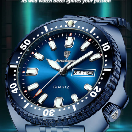 POEDAGAR Top Business Men Watch Date Week Waterproof Luminous Fashion Man Wristwatch Stainless Steel Casual Quartz Men's Watches