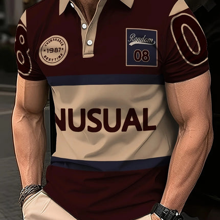 The new men's short-sleeved POLO shirt for summer 2025 is casual, fashionable, and soft, with 3D letter pattern printing.
