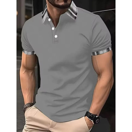 Summer Men's Golf Striped Pattern Polo Short-sleeved Polo Shirt Collar Shirt Business Casual Outdoor 3d Printed Geometric Polo