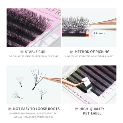 ANNAFRIS 6D W Lash Extensions Natural Soft Premade Volume Fans  6D W Easy Fan Eyelash