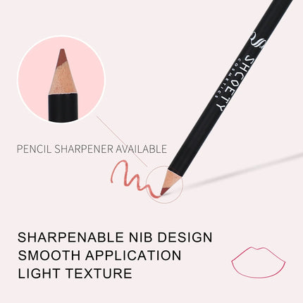 12pcs Professional Lip Liner Pens Set 12 Colors Matte Non-Stick Nude Lipstick Pencils Long-Lasting Moisturizing Lip Makeup Kit