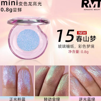 RMT Chameleon Highlight Pink Purple Fine Powder Cream Blusher Shiny ROMATIC Face Brighten High Gloss Integrated Plate Makeup