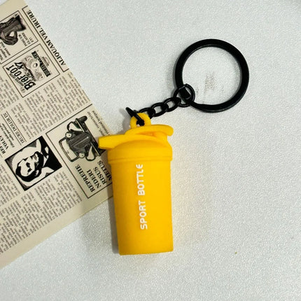 Mini Barbell Plates Key Chain Water Cups Creative Simulation Dumbbells Keyring Kettlebells Bag Charm Fitness Series Pendant
