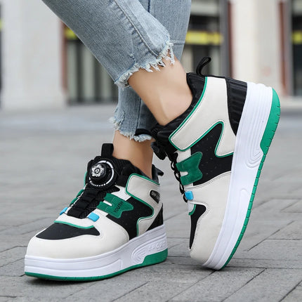 2Wheels Roller Skate Children Shoes Sneakers For Kids Boys Girls Sports Running Outdoor Adult Casual Women Tennis Size 31-42