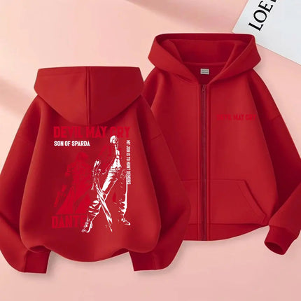 Anime Devil May Cry Son of Sparda Dante Zipper Hoodie Men Women Cartoon Manga Zip Up Jacket Coat Unisex Vintage Casual Hoodies