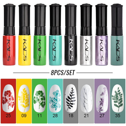8PCS/Set 7ml Nail Stamper Polish Colorful Gold Silver White Print Art Decoration Image Plate Manicure Varnishes Lacquers Tools