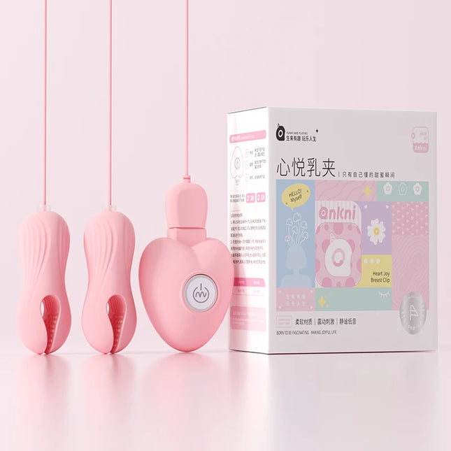 Wired vibrating breast clip multi-mode chest stimulator with remote control pink silicone nipple adult sex toy for women