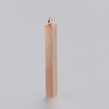 10Pcs/Lot Stainless Steel 3D Gold Color Stamping Bar Blank 5x40mm Long Square Pendant Charms for DIY Jewelry Making