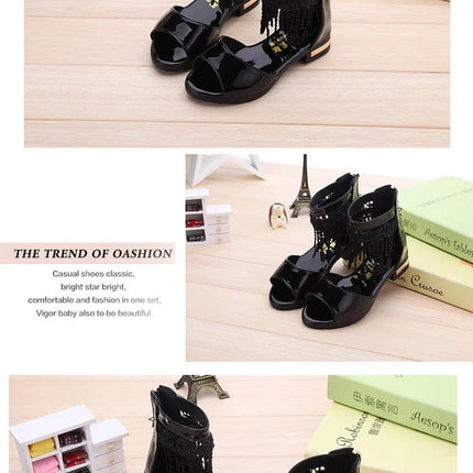 3 5 9 10 12 Years Kids Bow Sandals Children Girls Summer Cute Sandals Beach 2021 Princess Fashion High Heels Tassel School Shoes