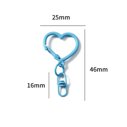 Colorful Heart Shaped Alloy Lobster Clasps with Swivel Hook, Openable Key Rings for Keychains, Backpack Charms & DIY Jewelry