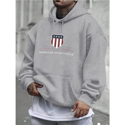 2025 Men's Hoodie Warm Men's Sweatshirt Fashion Street Casual Men's Loose Cool 1949 Printed Pullover  Hoodie