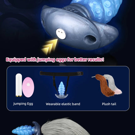 FAAK Silicone Wearable Anal Plug with Large Tail size S M L XL XXL Wireless Control Strapon Vibrator BDSM Flirting Sex Toys