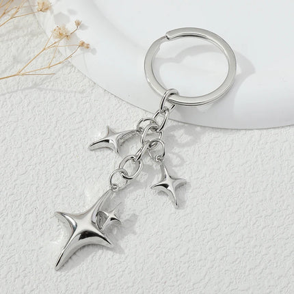 Y2K Keychains Star Moon Metal Key Rings For Women Men Friendship Gift Handbag Decoration Handmade Jewelry