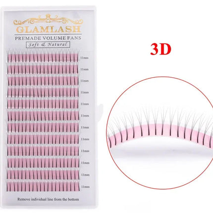 GLAMLASH 2D 3D 4D 5D 6D Long Stem False Lashes Premade Russian Volume Fans Faux Mink Premade Eyelash Extensions Makeup Cilios