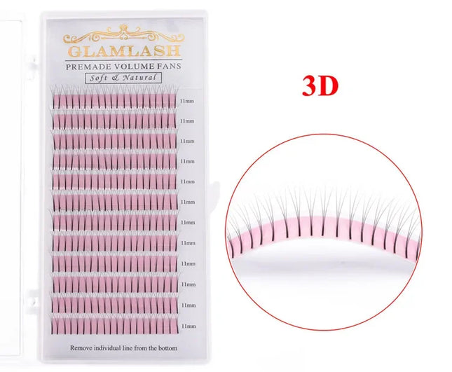 GLAMLASH 2D 3D 4D 5D 6D Long Stem False Lashes Premade Russian Volume Fans Faux Mink Premade Eyelash Extensions Makeup Cilios