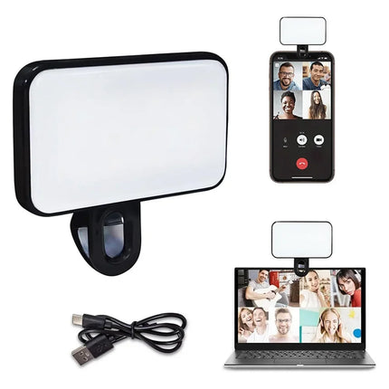 Portable Mini Selfie Fill Light Rechargeable 3 Modes Adjustable Brightness Clip On For Mobile Phone Make Up Computer Fill Light