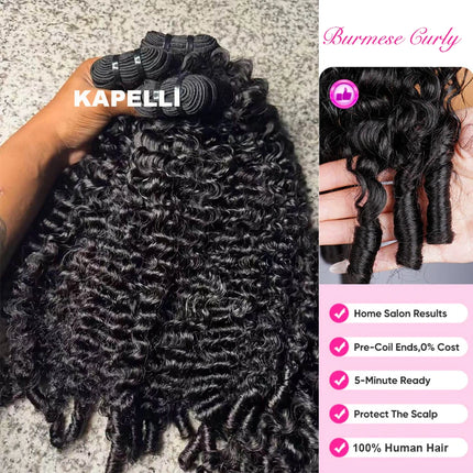 30inch Burmese Curly Hair Bundles 15A Burmese Curly Weave Bundles Deal 100% Raw Human Hair Ocean Spiral Curly Hair Extensions