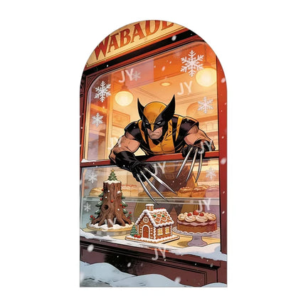Superhero Wolverine Deadpool theme arch background children's boy birthday partydecoration layoutbackground props stretch fabric