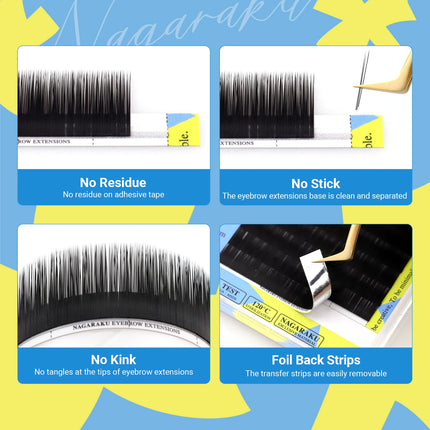 NAGARAKU High Quality Eyebrow Extensions 16 Lines Straight Curl Nature Soft for Beautiful Eyebrows