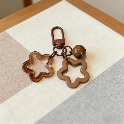 Acrylic Creative Cute Hollow Design Star Bell Keychain Pendant For Men Women Bag Charm Car Keychain Accessories Jewelry Gifts