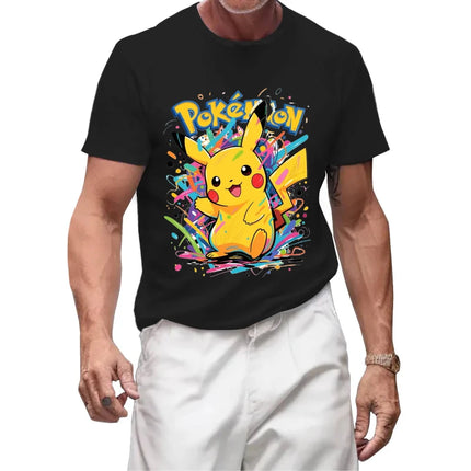 Pokemon Pikachu Anime Merchandise Fashion Short-Sleeve Couple High-Value Pure Cotton Comfortable Soft T-Shirt