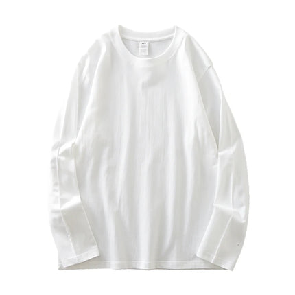 DUKEEN Men's 260G Long Sleeve T Shirts 2025 Spring Pure Cotton Solid Color Basic Crew-Neck Undershirt Men's Loose Tops 11 Color
