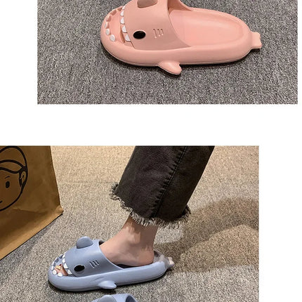 New Shark Slippers for Women Men Shoes Shark Flip Flops Beach Slides Female Home Slipper Bathroom Non-Slip Thick Sandals Couples