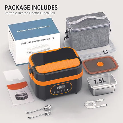 Gison Electric Heated Lunch Box Food Warmer 1.5L 60W Outdoor Camping Bento Picnic Portable Food Heater CarHome Leak Proof Heated