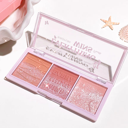 Secret Garden three-color blush eye shadow almond milk tea nude makeup natural color enhancement long-lasting powder