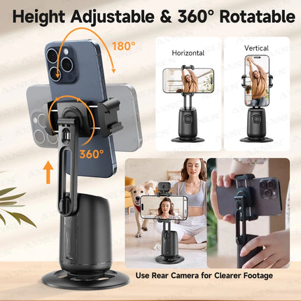 P05 AI Follow Gimbal 360 Rotation Face Tracking Stabilizer Filming Portable Desktop Cellphone Holder for Live/Photo