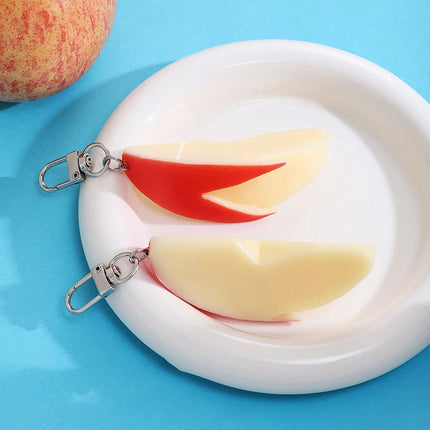 Artistic Rabbit Apple Segment Keychain; Interesting Bag Pendant Gift Item