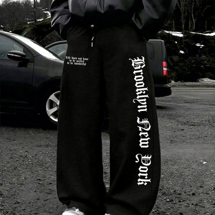 Fearless Spider Web Hand Print Gothic Wide Leg Sweatpants Men 100% Polyester Y2K Baggy Drawstring Streetwear Unisex Jogger Pants