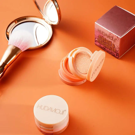 3 in - 1 One Makeup Palette Peach Blush Contour Shadow Highlighter with Matte & Glitter Pigments for Eyebrow Nose and Face Plus