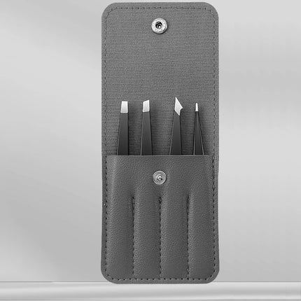 Colorful Stainless Steel 4 Pack Tweezer Set for Women and Men's Eyebrows & Eyelashes Comes with Storage Bag