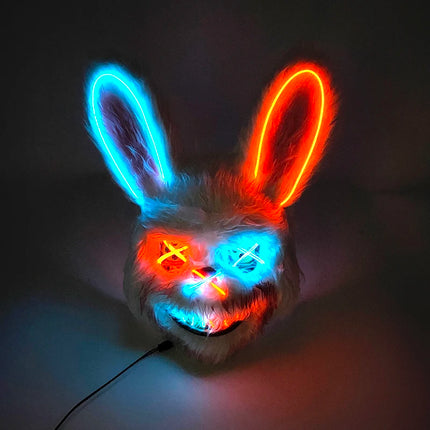 Halloween Light Up Horror Mask Glowing Bloody Bear Killer Mask Flashing Neon Scary Bear Mask for cosplay mask purim props