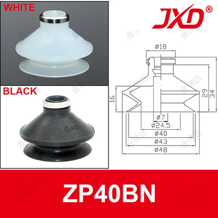 JXD Mini Double Layer Vacuum Sucker ZP-06/08/10/13/16/20/25/32/40/50BN Mini Industry Vacuum Suction Cup With Ring
