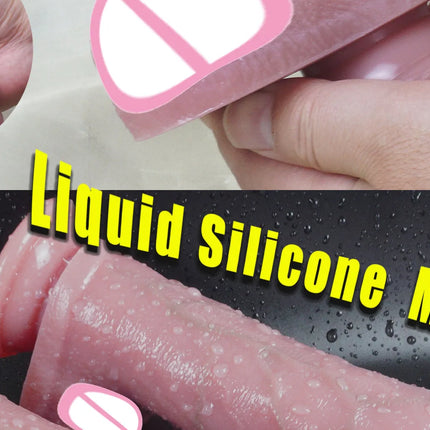 Liquid Silicone Dildo for Women Realistic Penis Adult Toy Soft Flexible Texture with Suction Cup Waterproof Pleasure Design