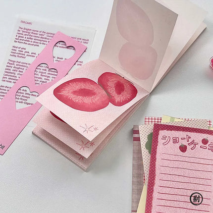 Strawberry Memo Pads Korean Style M5 Scrapbook Paper Journal Ins Tomato Notepad Grid Base Paper Decor Supplies