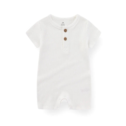 Kiddiezoom 1 PCS Fashion Four Seasons Unisex Solid Short Sleeve Baby Boy Girl Rompers 100%Cotton Soft Newborn Jumpsuit Clothes