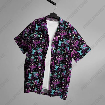Summer's Latest Fashion: 3D Printed Cartoon Elements. Casual Style Men's Collar-neck Button-down Short-sleeved Shirt - Cool